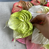Perlengkapan Fotografi Ramah Lingkungan Modern yang Dapat Digunakan Kembali, Tanaman Palem Merah Anthurium Buatan dengan Lem Lunak Tunggal, Bunga Dekoratif