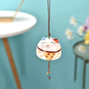 Campana de Viento con Gato de la Fortuna Oriental, Adorno Colgante de Porcelana Pintado a Mano, para Regalo de Inauguración de Casa o Cumpleaños - Product Image 3