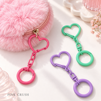 Porte-clés Cœur Couleur Bonbon avec Fermoir à Pression et Anneau à Ressort pour Noël, Cadeau Femme, Accessoires DIY, Breloque de Sac