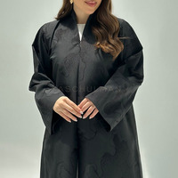 Aschulman Abaya Jacquard Noir Haut de Gamme Personnalisée Luxe Élégant Vêtement Islamique Modeste Longue pour Femme