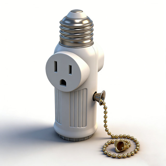 US Plug E26 Bulb Screw Socket to 2 Outlet Adapter Light Holder Splitter Pull Chain Switch Base Lamp Outlet Adapter for Home