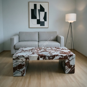 Nuovo Tavolino da Caffè Minimalista Moderno in Marmo Rosso Calacatta <span class=keywords><strong>Viola</strong></span> Naturale per Grandi Hotel, Soggiorni e Arredamento Domestico - Product Image 6