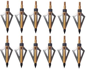 PG1ARCHERY, paquete de 12, 3 hojas fijas, tiro con arco, <span class=keywords><strong>caza</strong></span>, puntas anchas, grano 100 con estuche, cabeza de flecha, puntas atornilladas, <span class=keywords><strong>ballesta</strong></span> dorada - Product Image 6