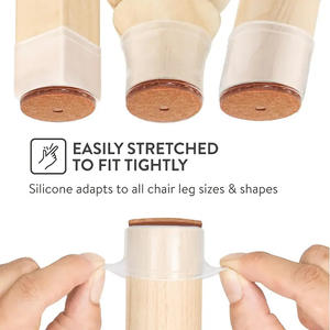 Protecteurs de sol pour pieds de chaise, capuchons en silicone transparent avec coussinets en feutre, protégez les coussinets de carrelage en bois capuchons de meubles réduisant le <span class=keywords><strong>bruit</strong></span> - Product Image 2
