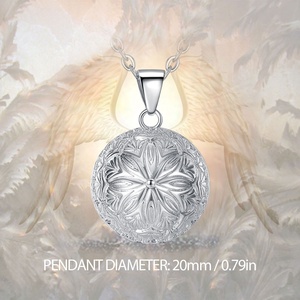 Delicada flor dorada carillón bola Ángel <span class=keywords><strong>llamador</strong></span> armonía mexicana Bola colgante chapado en oro joyería Collar para mujeres embarazadas - Product Image 4