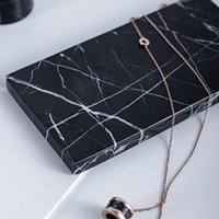 Plateau à bougies multifonctionnel en marbre naturel de la marque Stonekocc, écologique, mini, noir, pour le rangement de bijoux, pour la salle de bain, la table de chevet