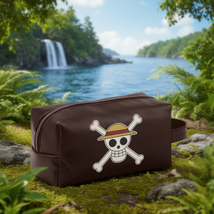 One Piece Skull-PLUS Brick Travel <b>Toiletry</b> Bag, Brown - Product Image 3