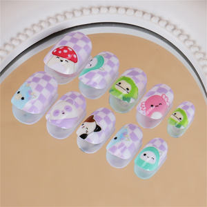 Ongles artificiels d'été pour enfants mignons 24 pièces pour petites filles avec colle et lime - Product Image 6