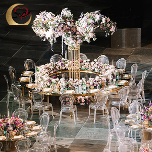 Table serpentine de banquet en verre à cadre luxueux en acier inoxydable - Product Image 2