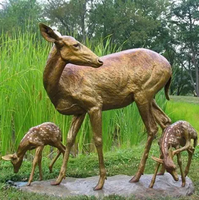 Statue de cerf et de cerbière en bronze grandeur nature pour jardin, à vendre