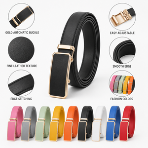 <span class=keywords><strong>Ceinture</strong></span> à boucle automatique <span class=keywords><strong>en</strong></span> <span class=keywords><strong>cuir</strong></span> de vachette pour femmes d'affaires, logo personnalisé d'usine, mode, adolescent, enfant, robe formelle - Product Image 2