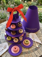 Support Horace en carton pour le thé de l'après-midi, boîte d'emballage portable multicouche pour dessert pâtisserie cupcake macaron avec poignée