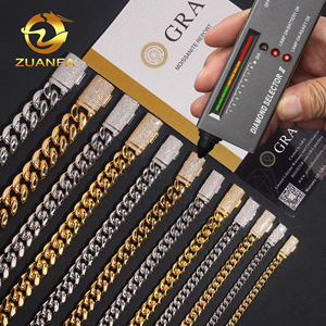 <span class=keywords><strong>Catena</strong></span> <span class=keywords><strong>Cubana</strong></span> Hip Hop da 6mm a 18mm in <span class=keywords><strong>Acciaio</strong></span> Inossidabile 316L, con Chiusura Iced Out in Moissanite VVS Argento 925, Gioielli Miami - Product Image 4