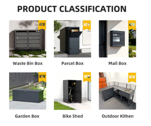 Poubelle <span class=keywords><strong>de</strong></span> jardin à roulettes en acier métallique, double, facilement assemblable, pour 2 poubelles, pression naturelle - Product Image 5