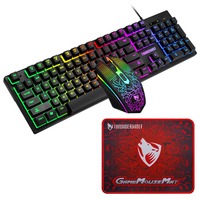 Set Keyboard, Mouse, dan Mousepad Nirkabel Mekanik TF31 RGB LED Backlit 3-in-1 dengan Antarmuka USB Material ABS - Upgrade Gaming Murah