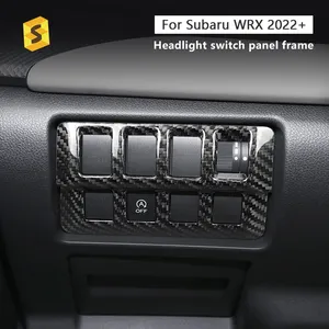 Shasha Carbon Fiber Real Headlight Switch Panel Frame Auto Decoration Accessories Protection For Subaru WRX 2022 2023
