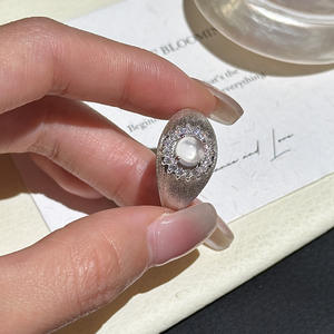 Bague en argent pur S925 brossé, incrustée d'un motif géométrique, élégante, au tempérament français, simple, à la mode, style médiéval vintage, lourde - Product Image 4