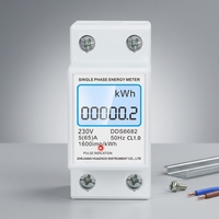 HUZI DDS6682 2P Din Rail Energy Meter Perlindungan Segel Timbal Layar LCD Casing Tahan Api Dukungan Kustomisasi