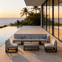 Ensemble de mobilier de patio modulable en aluminium, luxe moderne, résistant aux intempéries, avec sièges profonds, pour jardin, terrasse, balcon, véranda