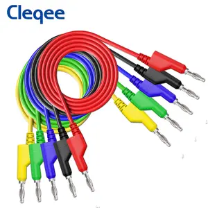 Cabo de Teste Multímetro Cleqee P1036 1M com Conectores Banana Duplos Empilháveis de 4mm em 5 Cores (Vermelho/Preto/Amarelo/Verde/Azul) - Product Image 1