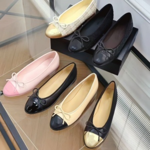 High Quality Round Toe Bowknot Design Footwear Summer Women Genuine Leather Casual Flat Shoes Fashion Luxury Brand Ballet Shoes - Product Image 1