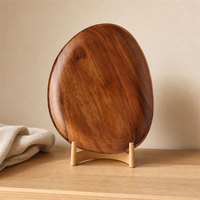 Assiette en bois d'acacia irrégulier, plateau de service en bois naturel pour dessert, plateau en bois fait main, adapté aux aliments, pour la cuisine