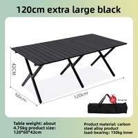 Ensemble table et chaises pliantes rectangulaires d'extérieur en acier carbone, portables, légères, imperméables, pour camping et pique-nique