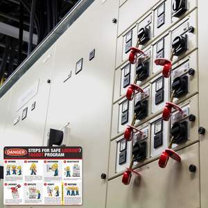 Affiche de sécurité amusante de 18 x 24 pouces sur le thème de la sécurité des systèmes de verrouillage/étiquetage - <span class=keywords><strong>Danger</strong></span> - Étapes du programme de verrouillage/étiquetage sécurisé - Product Image 3