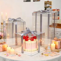 Boîtes à gâteau d'anniversaire transparentes carrées de 4 pouces, 6 pouces, 8 pouces, 10 pouces, 12 pouces, boîtes d'emballage pour gâteaux, sans ruban