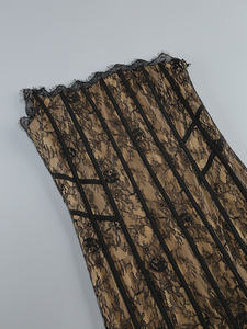 SS2448 moda seksi dantel askısız Maxi zarif korse kılçık kadınlar için ayrılabilir takım seti parti See Through - Product Image 5