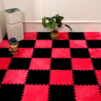 Tapis puzzle en mousse EVA, dalles emboîtables, doux, moelleux, pelucheux, fabriqué à la machine, antidérapant, couleur unie, pour salon et chambre