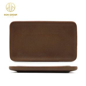 Vente chaude carré mat brun vaisselle en céramique 10/12 pouces Sushi Dessert <span class=keywords><strong>assiette</strong></span> de Service alimentaire pour hôtel Restaurant vaisselle - Product Image 3