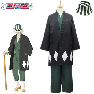 Kostum Cosplay Urahara Kisuke Gotei 13, Kostum Halloween Kimono untuk Pria Wanita Pakaian Lengkap