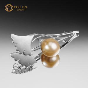 Ouchen Custom Massief Gouden Broche Hoge Kwaliteit Mode Luxe Parel Broche Voor Vrouwen Voor Verloving Of Bruiloft - Product Image 3