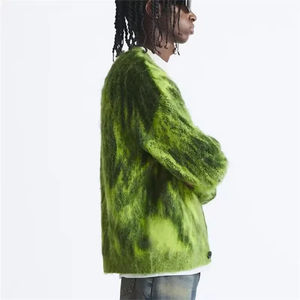 Venta al por mayor de cárdigan de punto de mezcla de algodón personalizado de los hombres con botones de cuello en V de gran tamaño Streetwear Jacquard de alta calidad de invierno cárdigans cálidos - Product Image 3