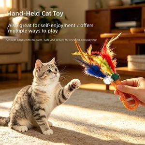 Jouet interactif pour chat avec plume et clochette en maille élastique, pour chaton, anti-ennui, 11 styles, 30g, fournitures - Product Image 3