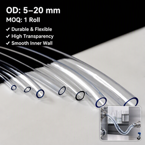 Tuyau d'eau flexible en PVC transparent 5-20 mm DE, durable, à paroi intérieure lisse et transparente pour l'approvisionnement en eau - Product Image 1