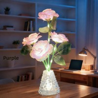 Ornement LED AB en forme de rose, décoration intérieure pour chambre à coucher, design moderne et simple, lumière blanche chaude, alimentation USB, veilleuse
