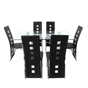 Juegos de Mesa de Comedor, Muebles de Comedor Modernos de Lujo, Juego de Comedor Más Vendido con 6 Sillas, Muebles para el Hogar, Vidrio, Cartón, BSCI, Moderno - Product Image 1