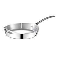 Poêle à frire rétro antiadhésive à poignée unique Dia. 27 cm, en acier inoxydable triple couche 304, base 3 couches, compatible induction, capacité 1-2 L, pour la maison