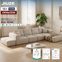 Canapé modulaire 5 places en éponge haute densité sans armature, écologique et moderne, avec revêtement en tissu pour salon