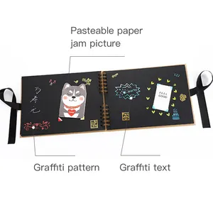 Joytop gros noir 8X12 pouces fenêtré rétro papier spécial bricolage manuel Album Photo Scrapbook