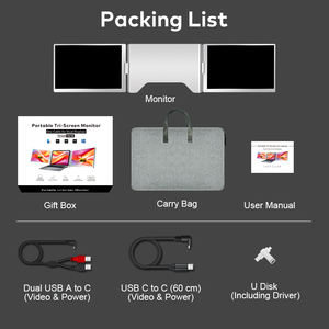 Monitor Portátil Triple IPS de 14 Pulgadas y 1200P con 1 Cable USB C, Pantalla Dual para Laptop, Negocios, Juegos, Buen Precio - Product Image 6