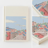 Carnet personnalisé avec couverture en tissu A5 - Journal relié avec scène dessinée à la main, agenda avec impression UV