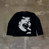 Camiseta de hombre estilo Y2K alternativo oscuro 2026, personalizada al por mayor, con estampado de letras, informal, tipo pulóver, estilo streetwear americano.