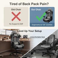 Chaise de bureau AOR en cuir au design industriel, fonction inclinable, mécanisme de levage, accoudoirs réglables, chaise de jeu inclinable