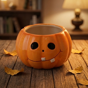 <span class=keywords><strong>Pot</strong></span> en céramique en forme <span class=keywords><strong>de</strong></span> citrouille d'Halloween, joli récipient <span class=keywords><strong>de</strong></span> rangement pour la décoration intérieure et les fêtes - Product Image 1