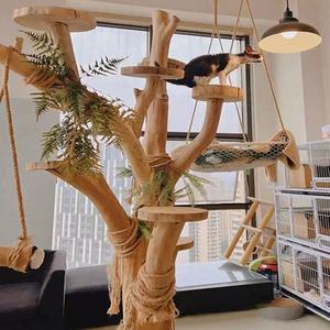 كبيرة صلبة شجرة شجرة يدوية الصنع حامل خشب طبيعي فاخر القط لعب ديكور غرفة المعيشة هدية - Product Image 3