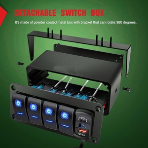 <span class=keywords><strong>4</strong></span> 및 <span class=keywords><strong>1</strong></span> 갱 로커 스위치 패널 2V-24V QC3.0 PD 고속 충전/고속 충전 3.0 해양 트럭 용 USB 전압계 충전기 - Product Image 5