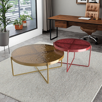 Table basse moderne à succès avec plateau en verre trempé et structure métallique, ensemble de meubles décoratifs pour salon